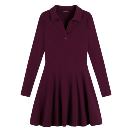 Robe courte en coton biologique bordeaux à...