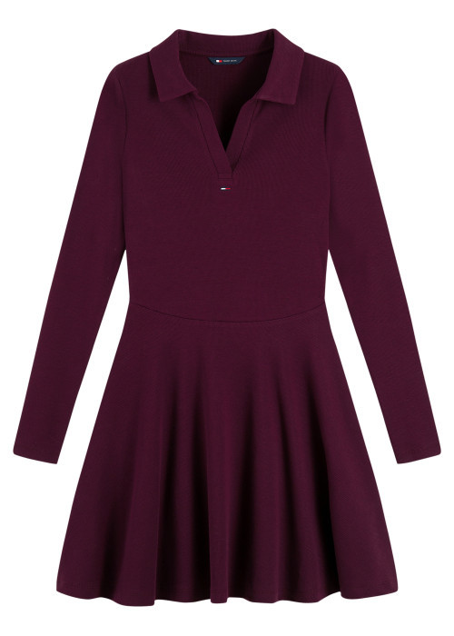Robe courte en coton biologique bordeaux à...