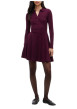 Thumbnail Robe courte en coton biologique bordeaux à coupe droite avec un col à revers - Image 2