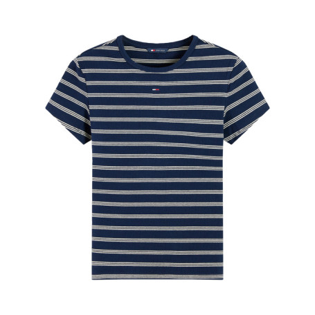 T-shirt en coton biologique marine à rayures...