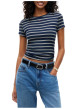 Thumbnail T-shirt en coton biologique marine à rayures pourvu d'un col rond - Image 2