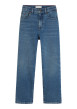 Thumbnail Jean en coton bleu foncé délavé pourvu d'une coupe large avec 5 poches