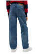 Thumbnail Jean en coton bleu foncé délavé pourvu d'une coupe large avec 5 poches - Image 2