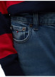 Thumbnail Jean en coton bleu foncé délavé pourvu d'une coupe large avec 5 poches - Image 4