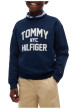 Thumbnail Sweat bleu marine en coton biologique à imprimé logotypé style universitaire - Image 3