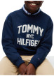 Thumbnail Sweat bleu marine en coton biologique à imprimé logotypé style universitaire - Image 4