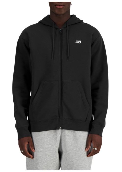 Gilet à capuche noir uni avec fermeture zippée et un logo blanc brodé
