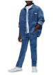 Thumbnail Jean en coton bleu à coupe droite pourvu de multiples poches - Image 4