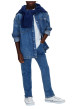 Thumbnail Jean en coton bleu à coupe droite pourvu de multiples poches - Image 6