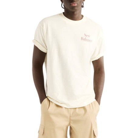 T-shirt en coton écru avec un col rond des...