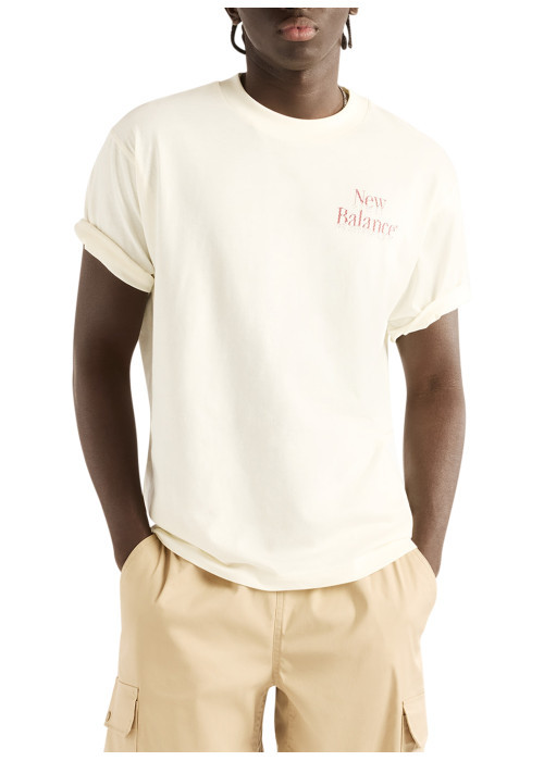T-shirt en coton écru avec un col rond des...