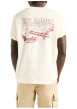 Thumbnail T-shirt en coton écru avec un col rond des manches courtes et une coupe droite - Image 2