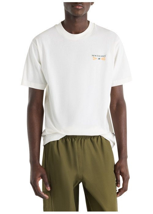T-shirt en coton blanc mprimé avec des manches...