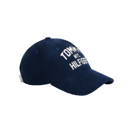 Casquette bleu marine en velours côtelé ornée...