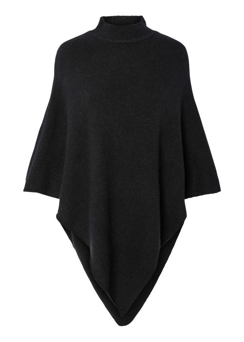 Poncho noir uni avec une coupe large et un col...