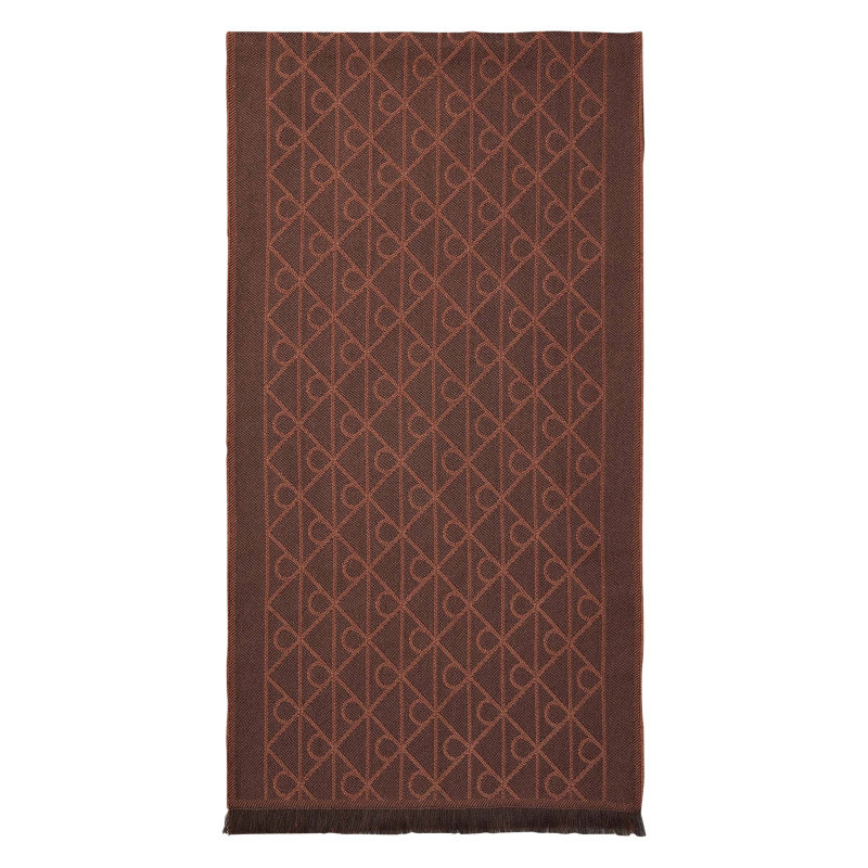 Calvin Klein Jeans - écharpe Marron Et Ocre En Laine Mélangée Pourvue D'un Motif Monogramme - Marron Calvin Klein Jeans - écharpe Marron Et Ocre En Laine Mélangée Pourvue D'un Motif Monogramme - Marron
