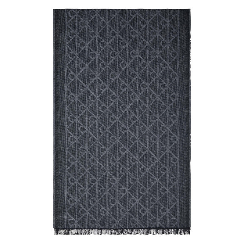 Calvin Klein Jeans - écharpe Grise En Laine Mélangée Pourvue D'un Motif Monogramme - Gris Calvin Klein Jeans - écharpe Grise En Laine Mélangée Pourvue D'un Motif Monogramme - Gris