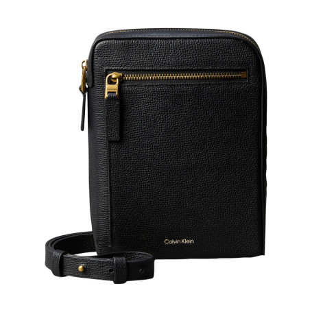 Sacoche zippée en cuir noire pourvue d'une...