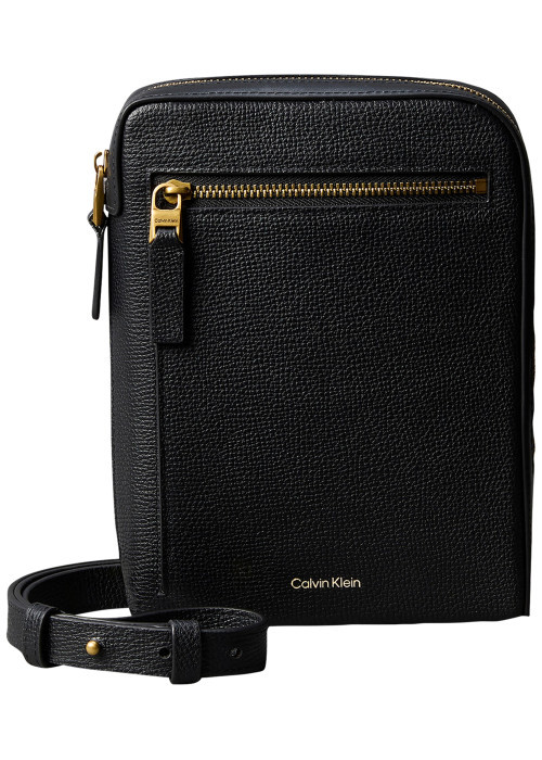 Sacoche zippée en cuir noire pourvue d'une...