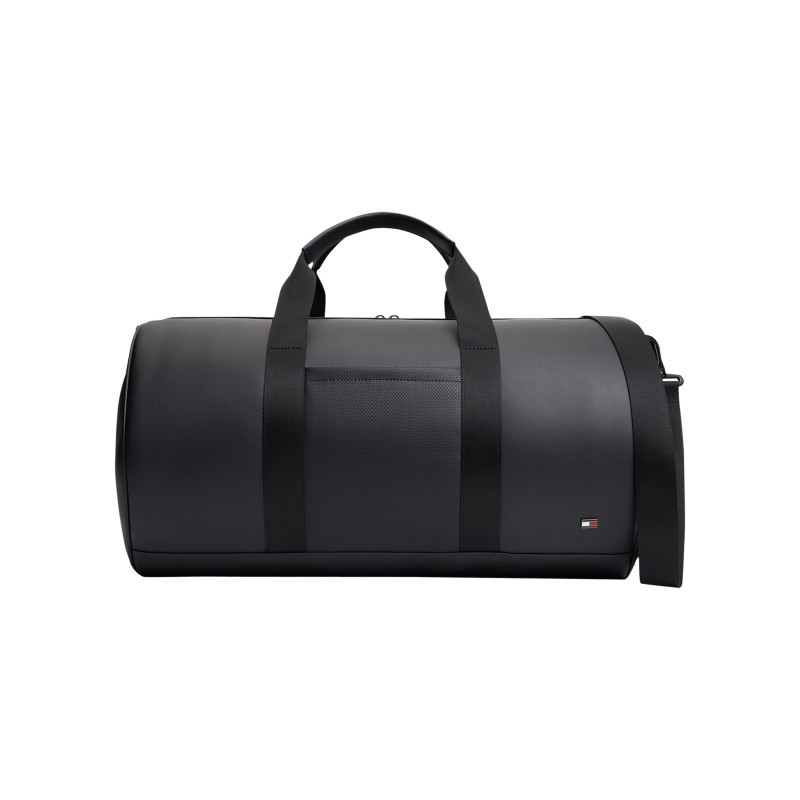 Tommy Hilfiger - Sac Polochon De Voyage Noir Orné D'une Poche Perforée Et D'un Drapeau En émail - Noir