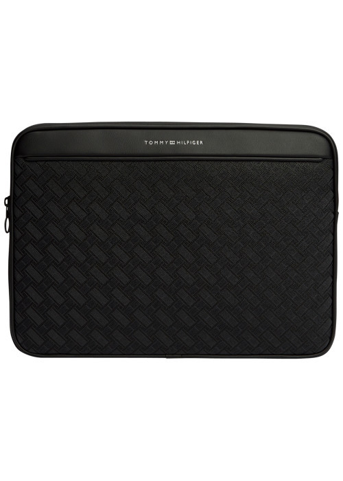 Pochette pour ordinateur noire à motif damier...