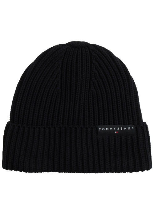 Bonnet en coton biologique noir confectionné en maille tricotée