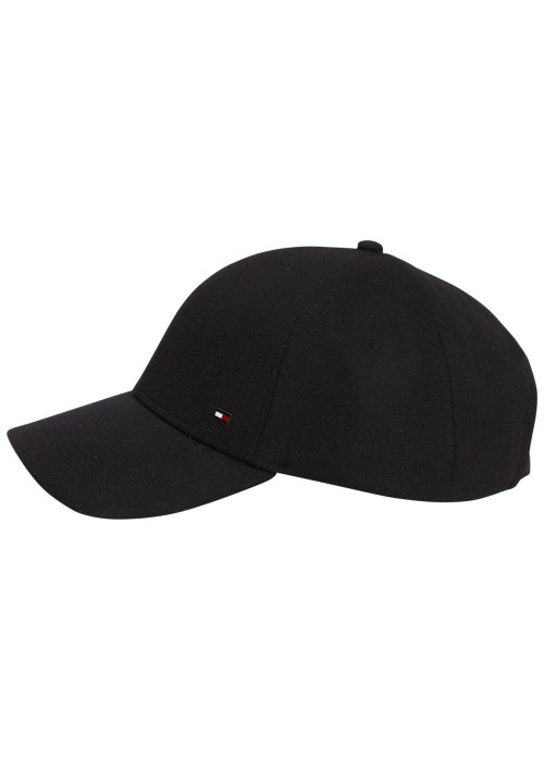 Casquette noire en laine mélangée ornée du logo brodé sur le flanc avant gauche