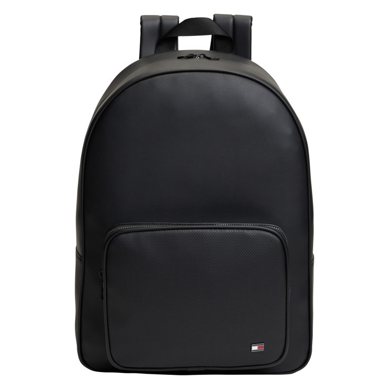 Tommy Hilfiger - Sac à Dos Noir Au Fini Lisse Orné D'une Poche Perforée Et D'un écusson Drapeau - Noir Tommy Hilfiger - Sac à Dos Noir Au Fini Lisse Orné D'une Poche Perforée Et D'un écusson Drapeau - Noir