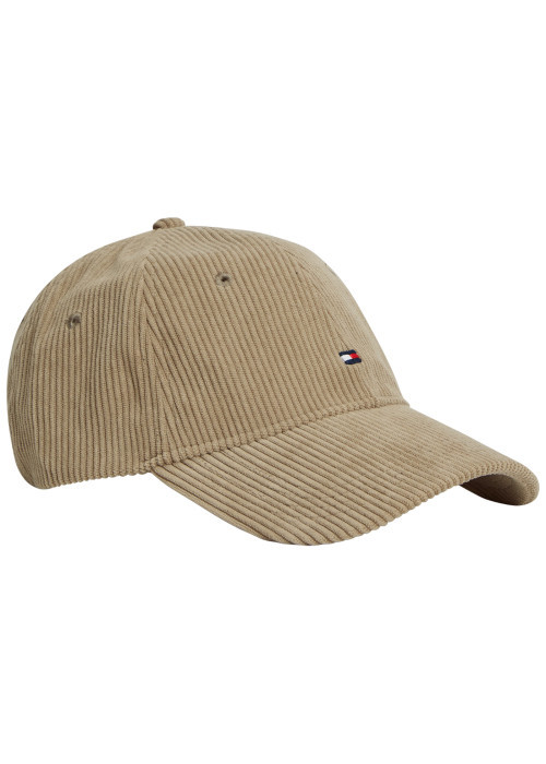 Casquette beige en velours côtelé ornée du logo...