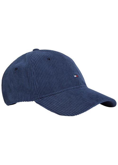 Casquette bleue en velours côtelé ornée du logo avec une fermeture strapback