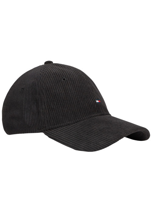 Casquette noire en velours côtelé agrémenté du logo avec une fermeture strapback