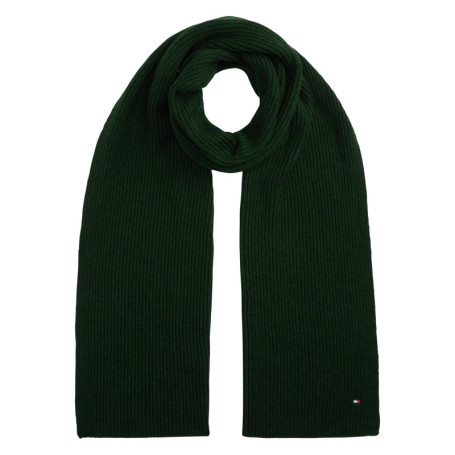 Écharpe vert sapin en maille côtelée de coton...