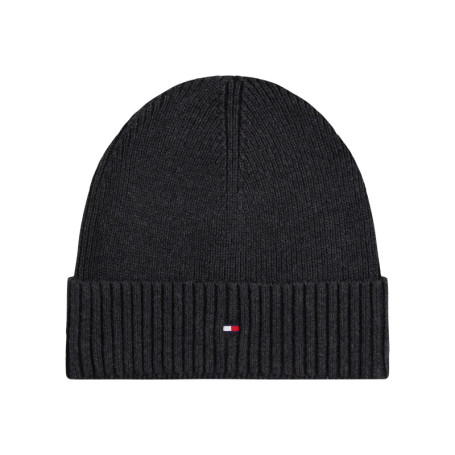 Bonnet anthracite en maille de coton côtelée...
