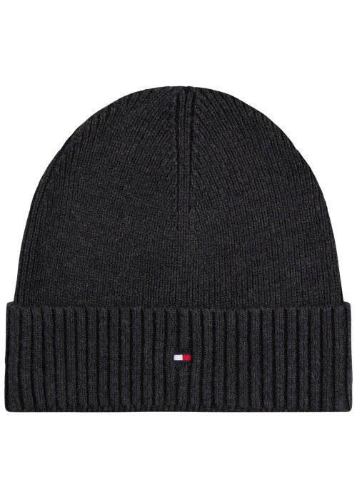 Bonnet anthracite en maille de coton côtelée...