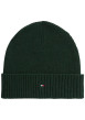 Thumbnail Bonnet vert sapin en maille côtelée de coton orné du logo sur la face avant