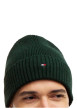 Thumbnail Bonnet vert sapin en maille côtelée de coton orné du logo sur la face avant - Image 4