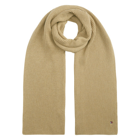 Echarpe beige en maille côtelée de coton...