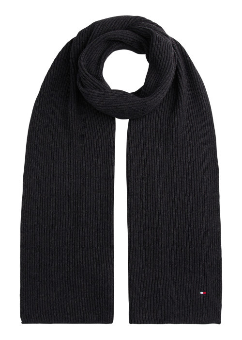Écharpe anthracite en maille côtelée de coton...