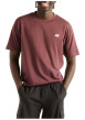 Thumbnail T-shirt en coton bordeaux uni avec un col rond et un logo brodé sur le coeur