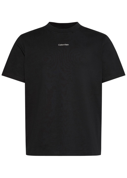 T-shirt en coton noir à coupe droite pourvu...