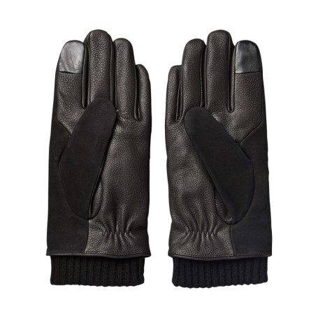Gants en cuir de mouton noirs pourvus du logo...