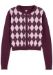 Thumbnail Gilet en coton biologique bordeaux coupe ajustée pourvu d'un col rond