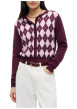 Thumbnail Gilet en coton biologique bordeaux coupe ajustée pourvu d'un col rond - Image 2