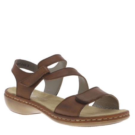 Nu-pieds femme en cuir noisette et à fermeture...