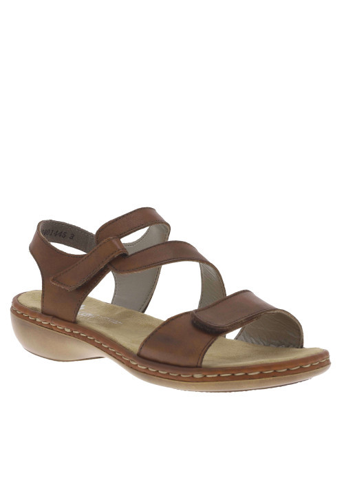 Nu-pieds femme en cuir noisette et à fermeture...