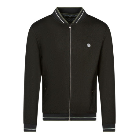Sweat zippé noir uni à col bomber avec des...