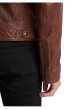 Thumbnail Blouson camel en cuir avec une coupe droite, un col à capuche style motard - Image 6