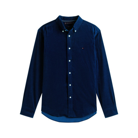 Chemise en coton marine unie pourvue d'un col à...
