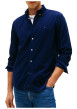 Thumbnail Chemise en coton marine unie pourvue d'un col à rabats boutonné - Image 2