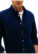 Thumbnail Chemise en coton marine unie pourvue d'un col à rabats boutonné - Image 4